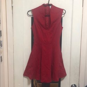 Deep cut red dress